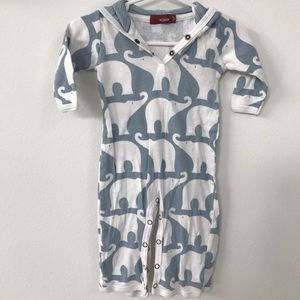 Milkbarn hooded onesie 3-6 months blue elephants